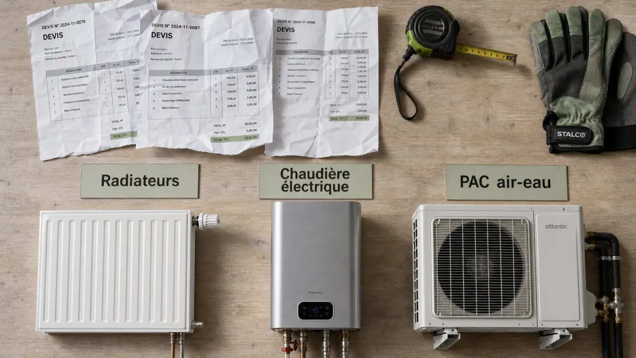 Coût remplacement chauffage gaz par électrique : devis, radiateurs et PAC