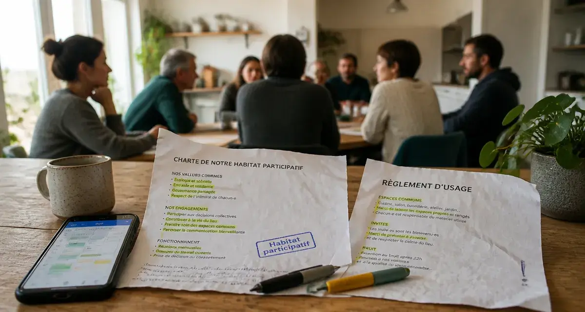 habitats participatifs : charte et règlement en réunion pour espaces communs ALUR