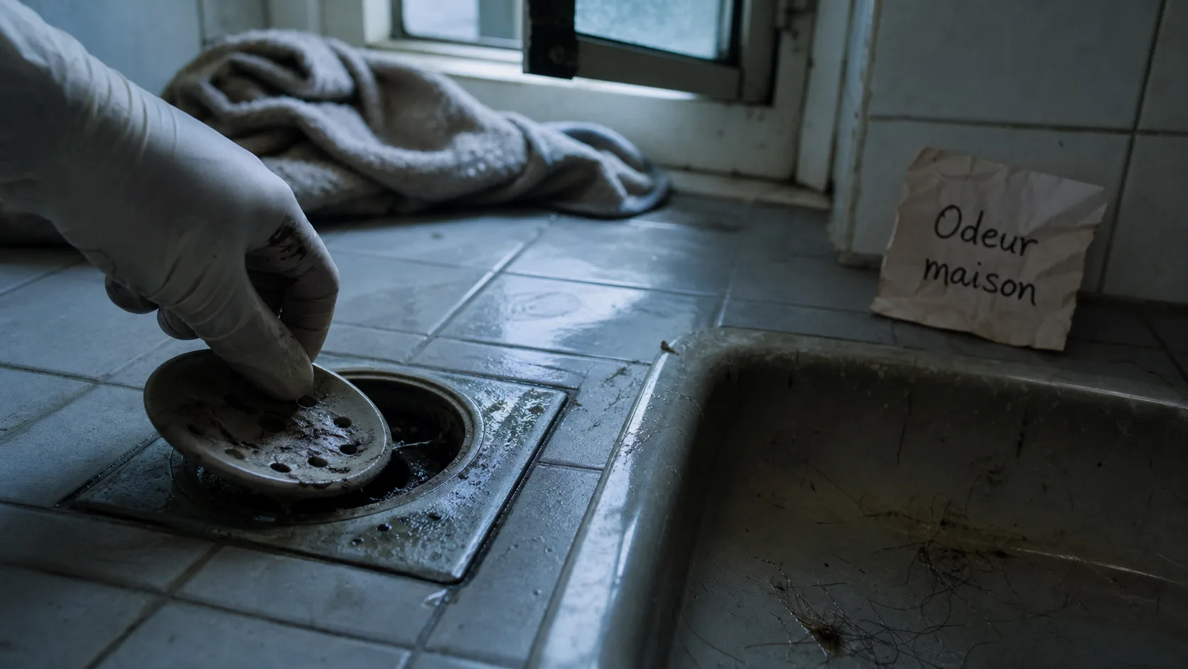 Odeur maison introuvable : traces d’humidité sous bonde d’évier