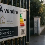 Panneau immobilier en aluminium avec DPE, QR code et mention À vendre