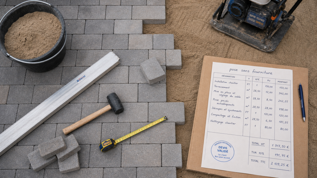 Prix pose pavé m2 sans fourniture : estimation au m²