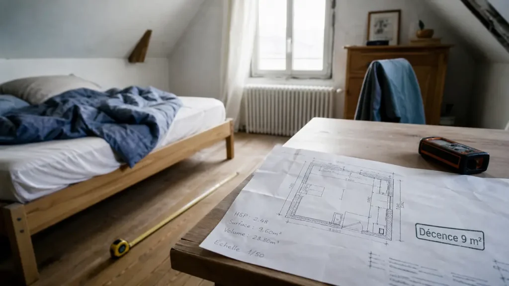 Taille minimum d une chambre : chambre sous combles à 9 m²