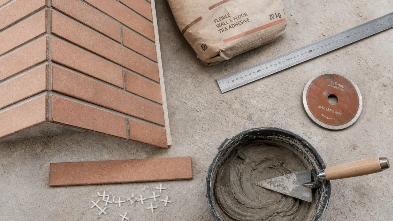 Brique pour mur intérieur sable rosé, pose et joints réguliers
