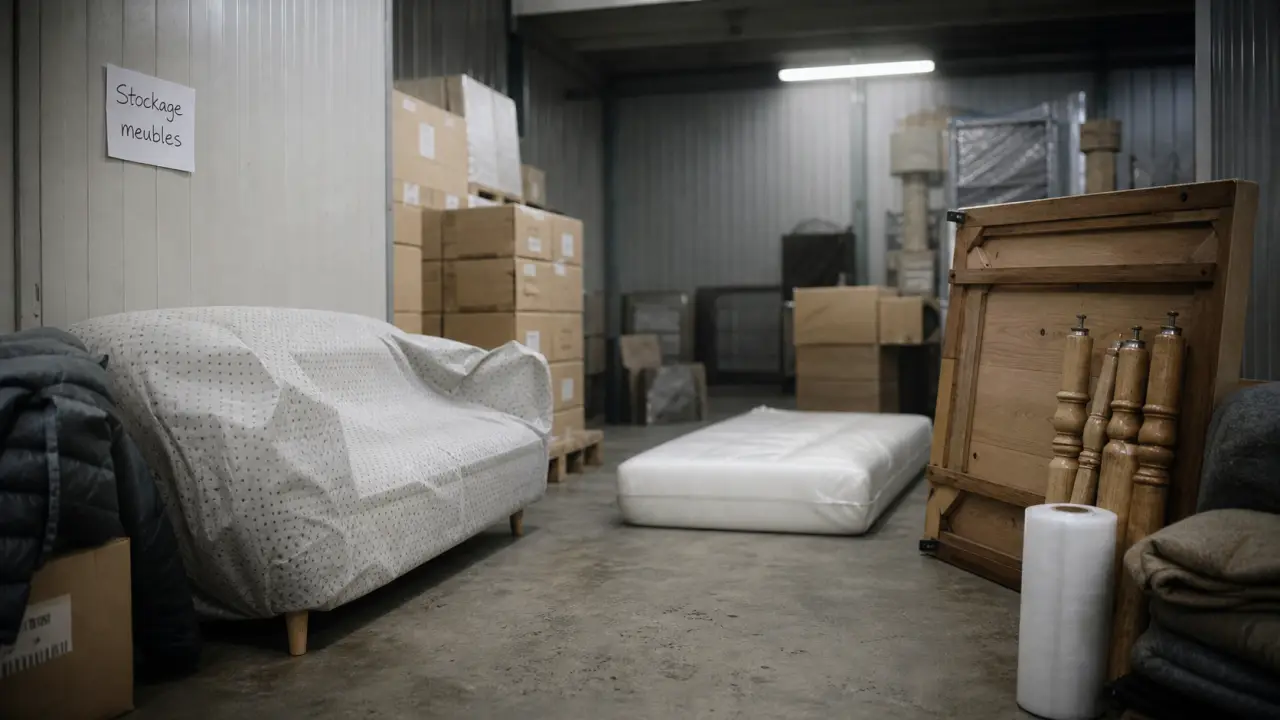 Comment stocker ses meubles pendant un déménagement : housses respirantes, cartons sur palettes, protection contre humidité et chocs