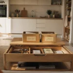 Désencombrer sa maison avant apres : salon dégagé et cuisine claire