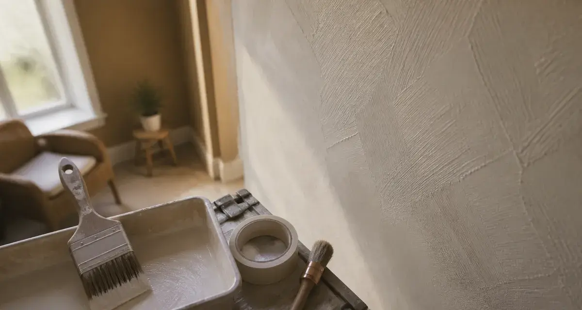 Peinture murale effet brossé, spalter et traces de relief sur mur