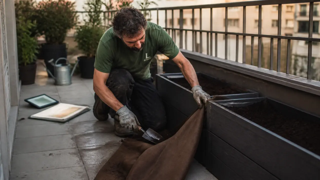 Tarif paysagiste balcon : pose de bacs sur garde-corps