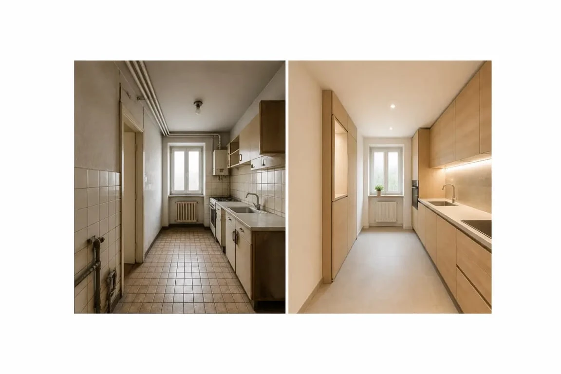 Rénovation cuisine ancienne lons le saunier : avant et après d’une cuisine ancienne transformée en espace fonctionnel