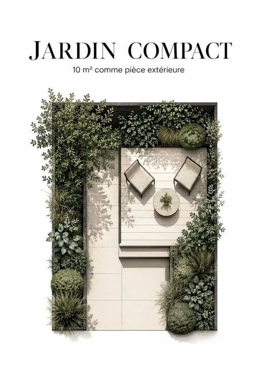 Aménager un petit jardin de 10m2 avec circulation claire, coin détente compact et plantes verticales