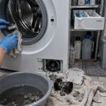 Odeur dans le lave linge : filtre et joint nettoyés, tambour ouvert