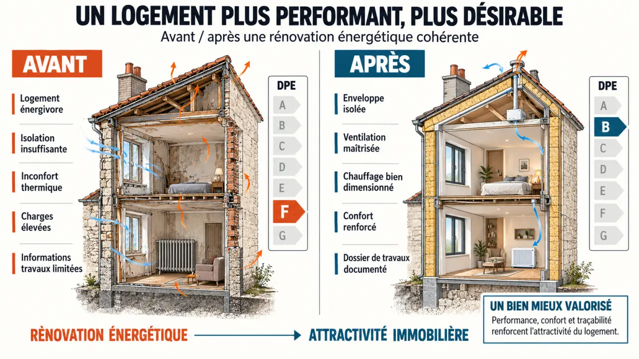 Valoriser son bien immobilier grâce à une rénovation énergétique efficace avant et après amélioration du DPE