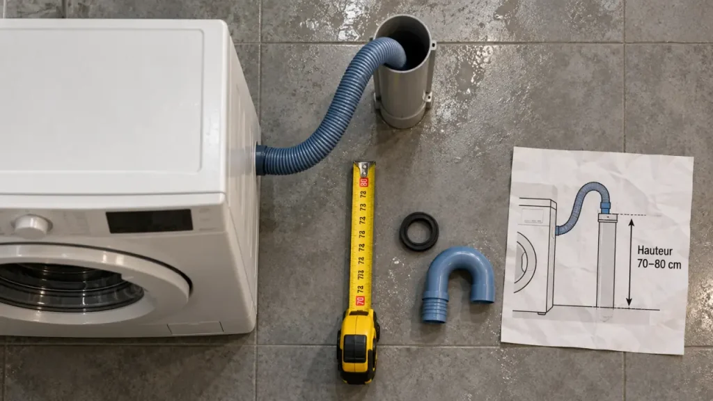 Hauteur d’évacuation de machine à laver : 60 à 90 cm, mais pas à n’importe quel point