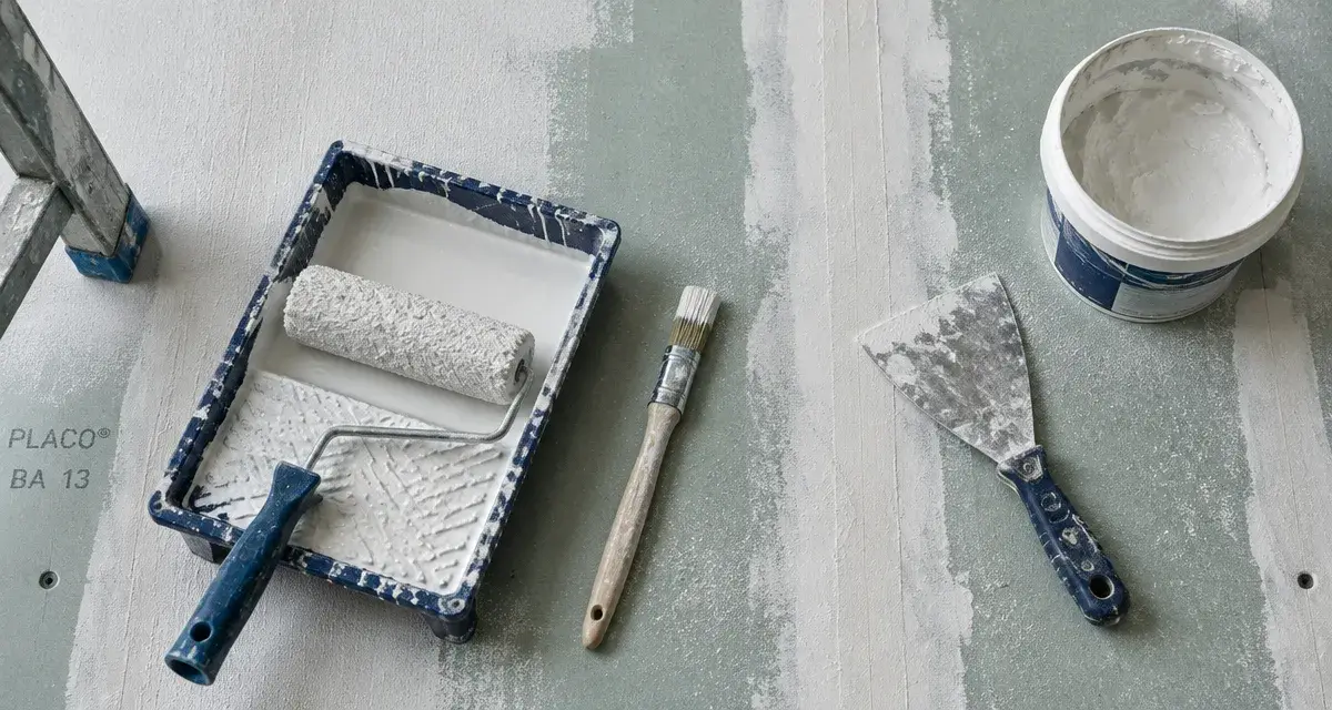 Peinture sous couche placo : bandes à joint masquées