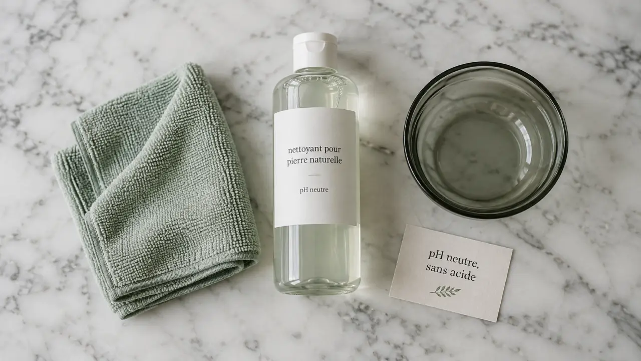 Produit pour nettoyer le marbre au pH neutre, sans acide
